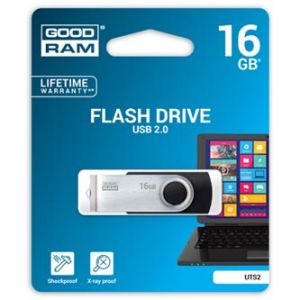 GOODRAM USB flash disk, 2.0, 16GB, Twister, černý, UTS2-0160K0R11, podpora OS Win 7, nové