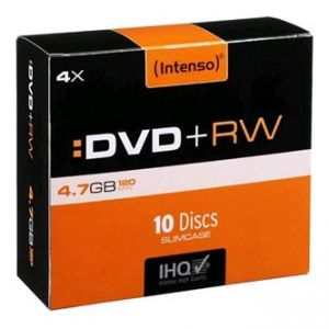 INTENSO DVD+RW, 4211632, 10-pack, 4.7GB, 4x, 12cm, Standard, slim case, Rewriteable