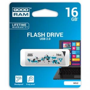 GOODRAM USB flash disk, 2.0, 16GB, UCL2, bílý, UCL2-0160W0R11, podpora OS Win 7