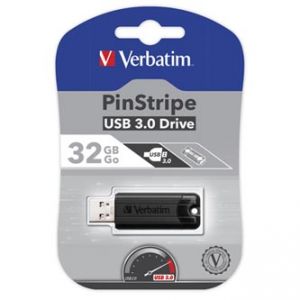 VERBATIM USB flash disk, 3.0, 32GB, Store,N,Go PinStripe, černý