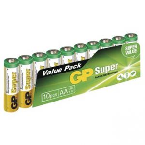 Baterie alkalická, AA, 1.5V, GP, folie, 10-pack, SUPER