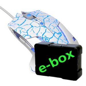 E-BLUE Myš Mazer Pro, optická, 6tl., 1 kolečko, drátová (USB), bílo-modrá, 2500DPI, herní