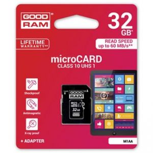 GOODRAM Micro Secure Digital Card + Adapter, 32GB, micro SDHC, UHS-I pro arc