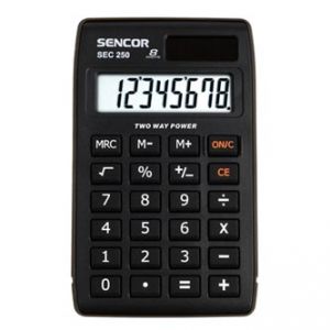 Kalkulačka SENCOR, SEC 250, černá, stolní, osmimístná, velký displej