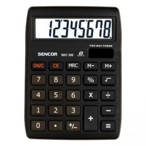 Kalkulačka SENCOR, SEC 350, černá, stolní, osmimístná, velký displej