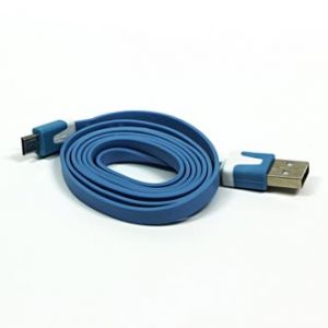 Kabel USB (2.0), USB A M- USB micro M, 1m, plochý, modrý