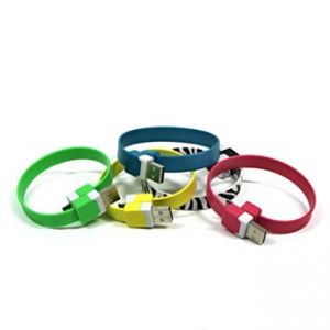 USB kabel (2.0), A-micro, M/M, 0,25m, modrý, náramek