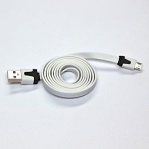 USB kabel (2.0), USB A (2.0) M-USB micro (2.0) M, 1m, plochý, bílý, LOGO
