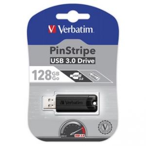 VERBATIM USB flash disk, 3.0, 128GB, Store,N,Go PinStripe, černý