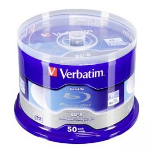 VERBATIM BD-R, Single Layer 25GB, Blue Surface, Single Layer, spindle, 43838, 6x, 50-cake,