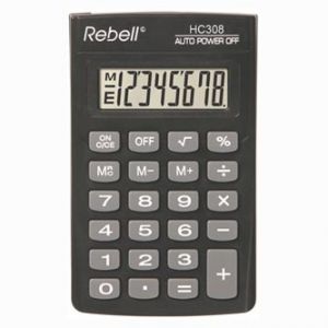 Kalkulačka REBELL RE-HC308 BX, černá, kapesní, osmimístná