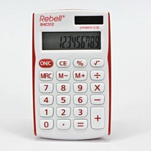 Kalkulačka REBELL RE-SHC312RD BX, bílo-červená, kapesní, dvanáctimístná