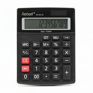 Kalkulačka REBELL RE-8118-12 BX, černá, stolní, dvanáctimístná