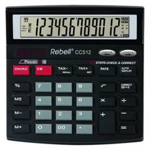 Kalkulačka REBELL RE-CC512 BX, černá, stolní, dvanáctimístná