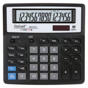 Kalkulačka REBELL RE-BDC316 BX, černá, stolní, šestnáctimístná