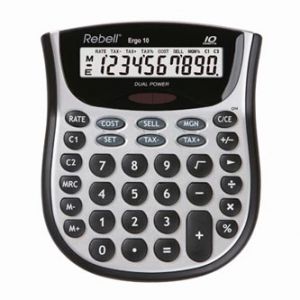 Kalkulačka REBELL RE-ERGO 10 BX, šedá, stolní, desetimístná
