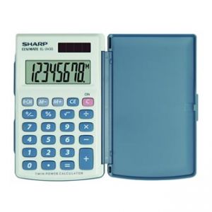 Kalkulačka SHARP, EL243S, šedo-modrá, kapesní, osmimístná