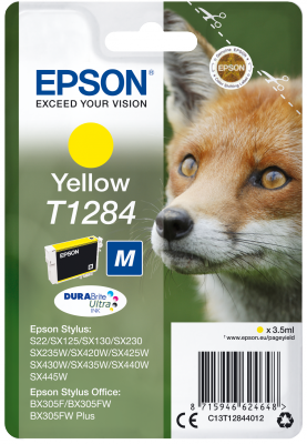 EPSON ink bar Singlepack "Liška" Yellow T1284 DURABrite Ultra Ink (3,5 ml)