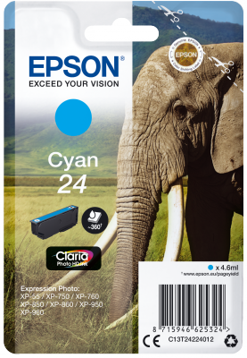 EPSON 24 Elephant 4.6ml CY, 24 Elephant 4.6ml CY