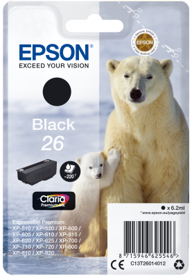 EPSON 26 POLAR Bear 6.2ml BK, 26 POLAR Bear 6.2ml BK