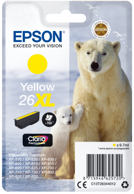 EPSON 26XL POLAR Bear 9.7ml YL, 26XL POLAR Bear 9.7ml YL