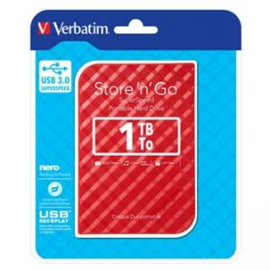 VERBATIM externí pevný disk, Store ´n´ Go, 2.5", 1TB, USB 3.0, 53203, červený