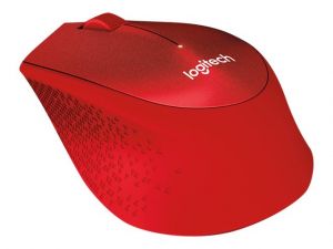 LOGITECH myš Wireless M330 Silent Plus, optická, bezdrátová, 3 tlačítka, červená