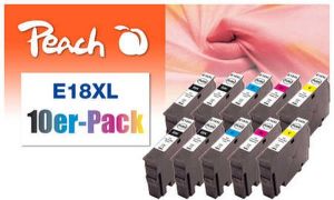 PEACH kompatibilní cartridge EPSON No.18XL, Combi pack (10) 4x Black 4x 15 ml, 2x Cyan, 2x