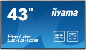 43" LCD IIYAMA ProLite LE4340S-B1 -FullHD,AMVA, 8ms, 350cd, USB 2.0 media player, RJ45, RS