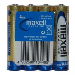 Baterie alkalická, LR-3, AAA, 1.5V, Maxell, folie, 4-pack