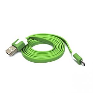 Kabel USB (2.0), USB A M- USB micro M, 1m, plochý, zelený, LOGO, blistr