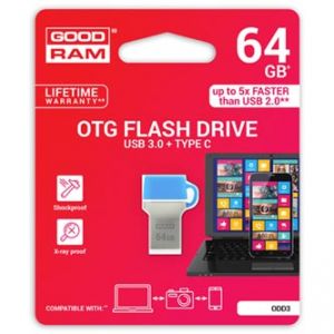 GOODRAM USB flash disk OTG, 3.1A/3.1C, 64GB, ODD3, modrá, ODD3-0640B0R11