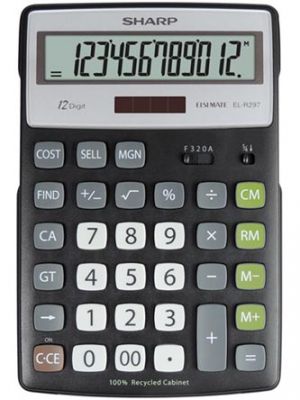 Kalkulačka SHARP, EL R297BBK, černá, stolní, dvanáctimístná