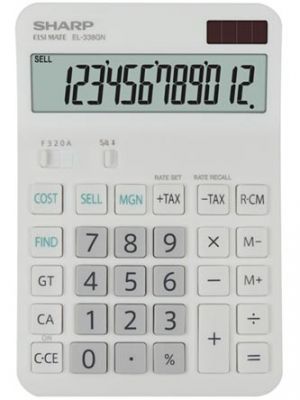 Kalkulačka SHARP, EL 338GN, bílá, stolní, dvanáctimístná