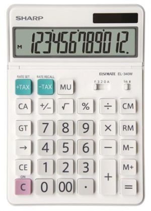 Kalkulačka SHARP, EL 320W, bílá, stolní, dvanáctimístná