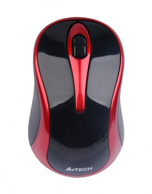 A4TECH G3-280N, V-Track, bezdrátová optická myš, 2.4GHz, 10m dosah, černo-červená
