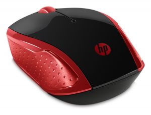 HP Myš 200 Red, 1000DPI, 2.4 [GHz], optická, 3tl., bezdrátová, červená, 2 ks AAA, MacOS X