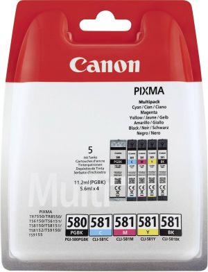 CANON originální ink PGI-580PGBK/CLI-581CMYBK Multi pack, CMYK+PGBK, 1*11.2 + 4*5.6ml, 20