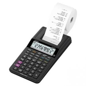 Kalkulačka CASIO HR 8 RCE BK, černá, stolní, dvanáctimístná, jednobarevný tisk