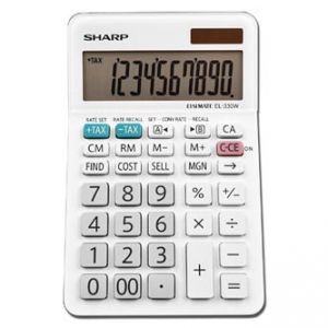 Kalkulačka SHARP, EL330W, bílá, stolní, desetimístná