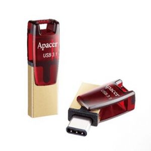 APACER USB Flash Drive OTG, 3.1, 64GB, AH180, zlatý, červený, AP64GAH180R-1, USB 3.1/USB 3