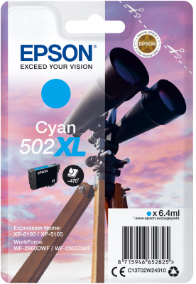 Epson originální ink C13T02W24010, 502XL, T02W240, cyan, 470str., 6.4ml