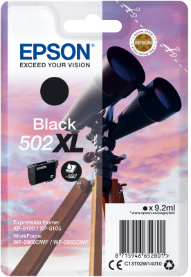 Epson originální ink C13T02W14010, 502XL, T02W140, black, 9.2ml
