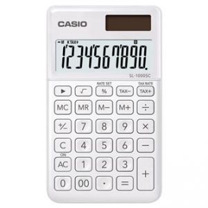 Kalkulačka CASIO, SL 1000 SC WE, bílá, desetimístná, duální napájení