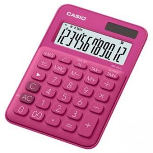 Kalkulačka CASIO, MS 20 UC RD, tmavě růžová, dvanáctimístná, duální napájení