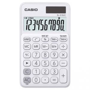 Kalkulačka CASIO, SL 310 UC WE, bílá, desetimístná, duální napájení