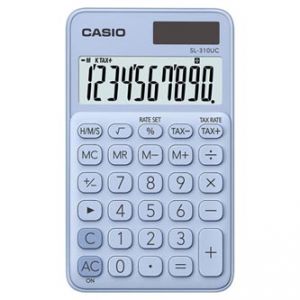 Kalkulačka CASIO, SL 310 UC LB, světle modrá, desetimístná, duální napájení