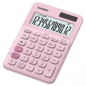 Kalkulačka CASIO, MS 20 UC PK, růžová, dvanáctimístná, duální napájení