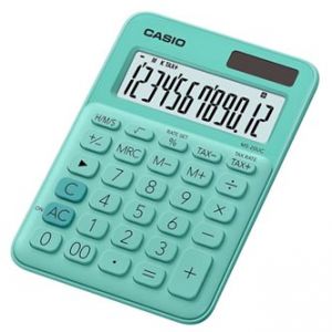 Kalkulačka CASIO, MS 20 UC GN, tyrkysová, dvanáctimístná, duální napájení