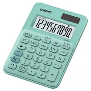 Kalkulačka CASIO, MS 7 UC GN, tyrkysová, desetimístná, duální napájení